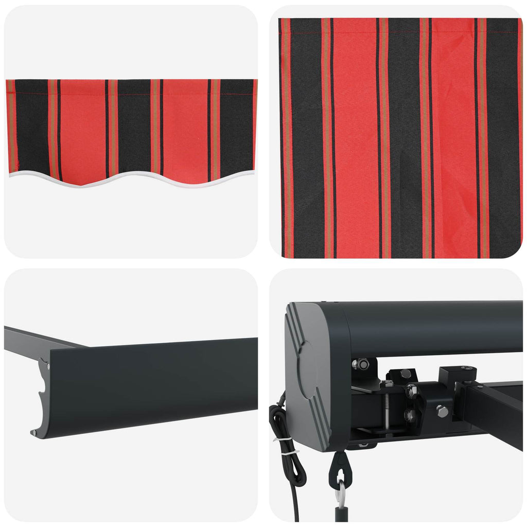 Ausziehbare Markise Rot und Schwarz 350 x 250 cm
