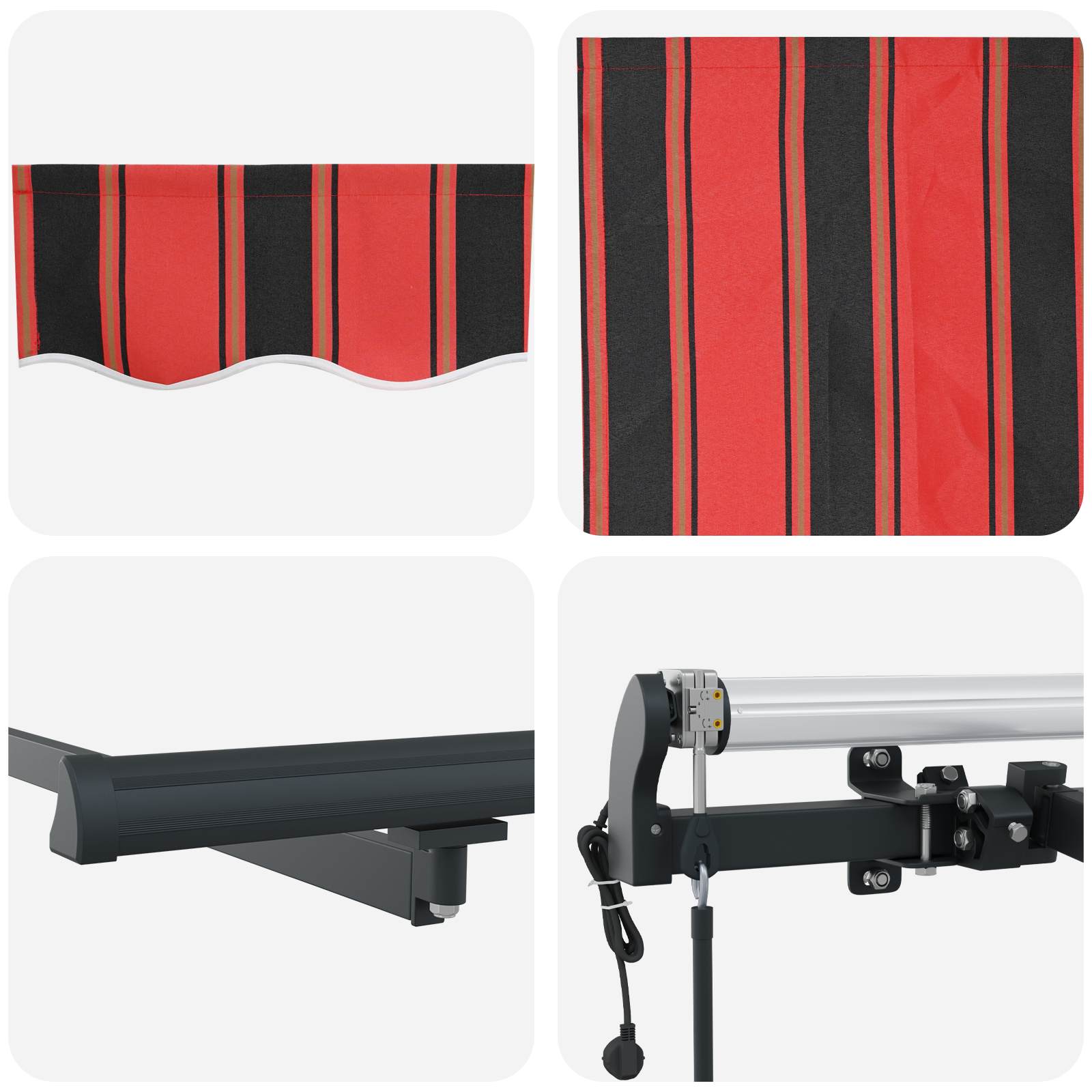 Ausziehbare Markise Rot und Schwarz 350 x 250 cm