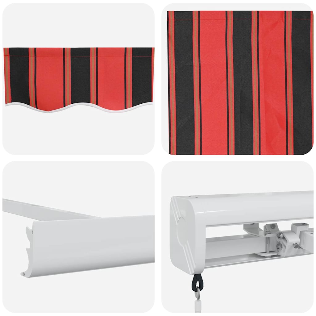 Ausziehbare Markise Rot und Schwarz 350 x 250 cm