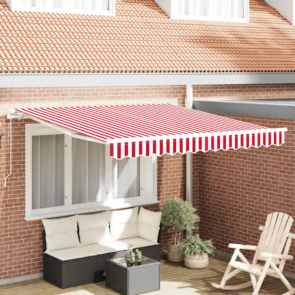 Ausziehbare Markise Rot 350 x 250 cm Polyester und Aluminium