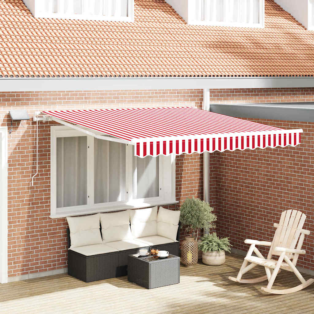 Ausziehbare Markise Rot und Weiß 350 x 250 cm
