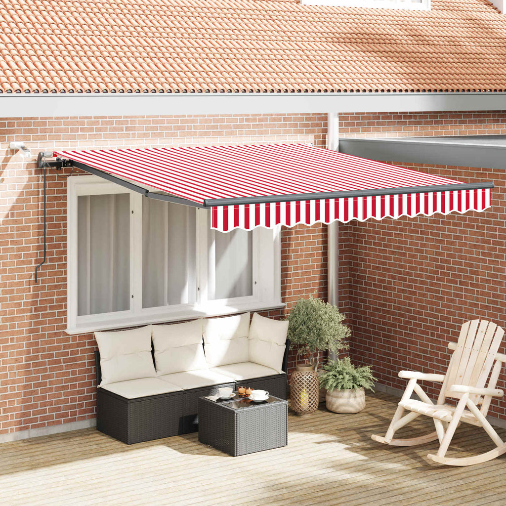 Markisenstoff Rot und Weiß 350 x 250 cm Polyester