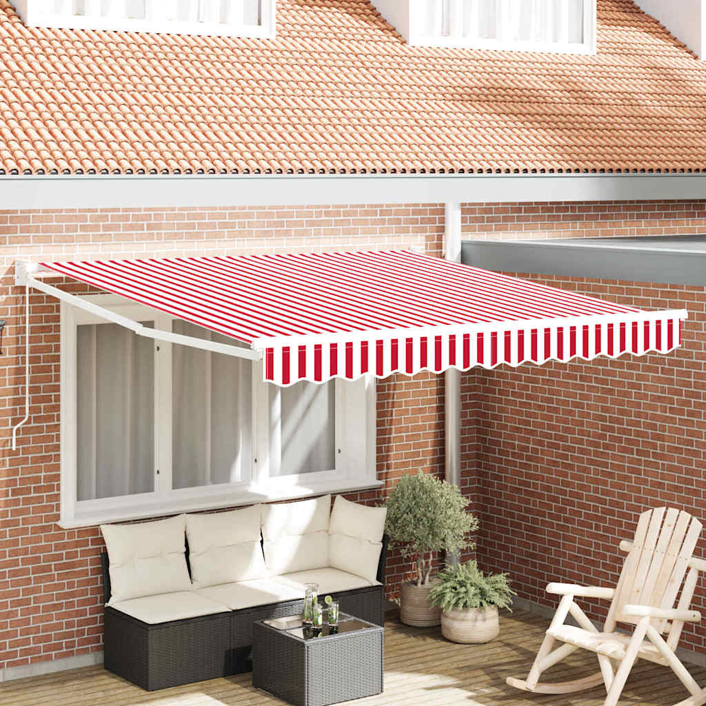 Ausziehbare Markise Rot und Weiß 350 x 250 cm