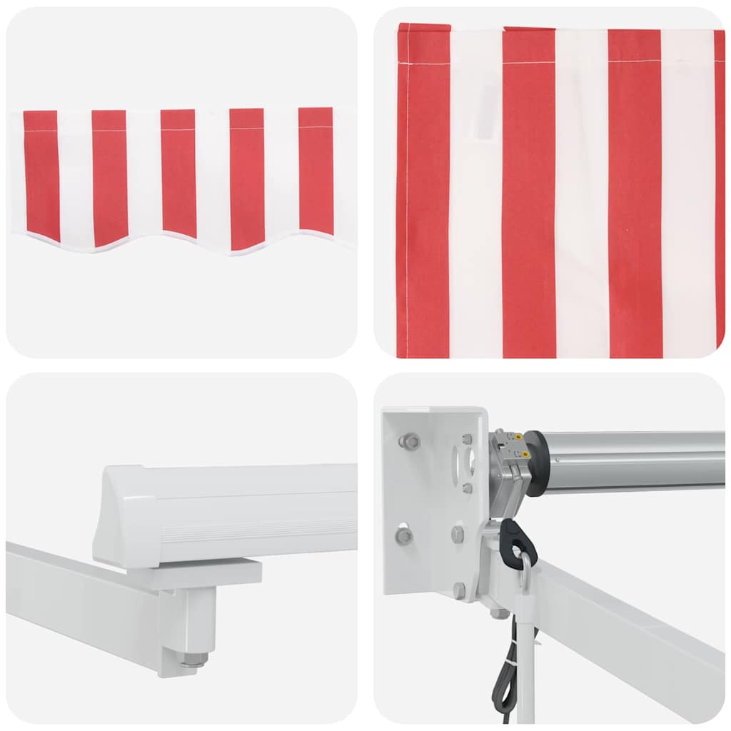 Markise Rot und Weiß 350 x 250 cm Polyester und Metall