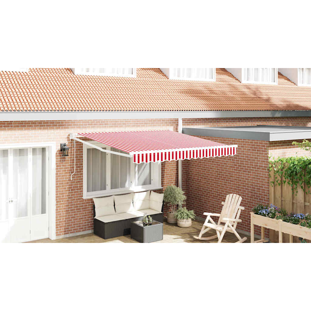 Markise Rot und Weiß 350 x 250 cm Polyester und Metall