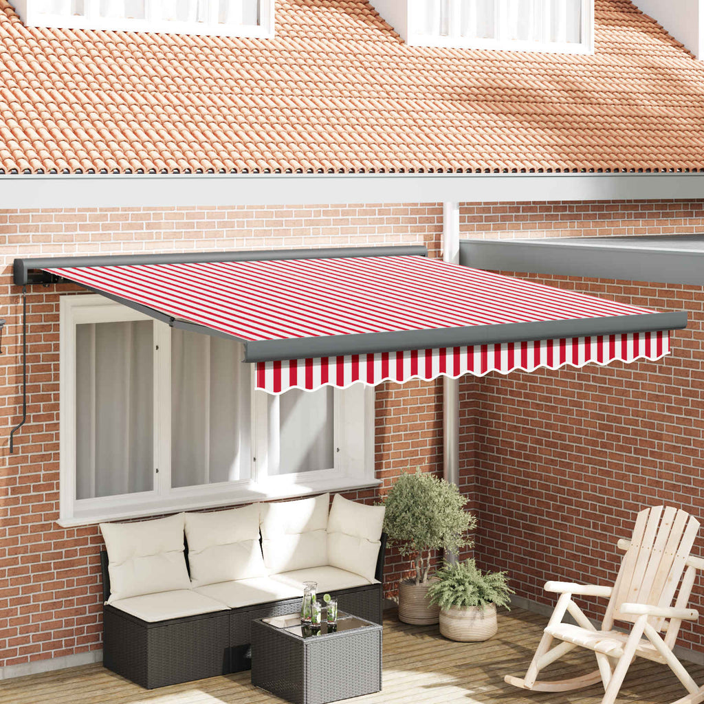 Ausziehbare Markise Rot und Weiß 350 x 250 cm