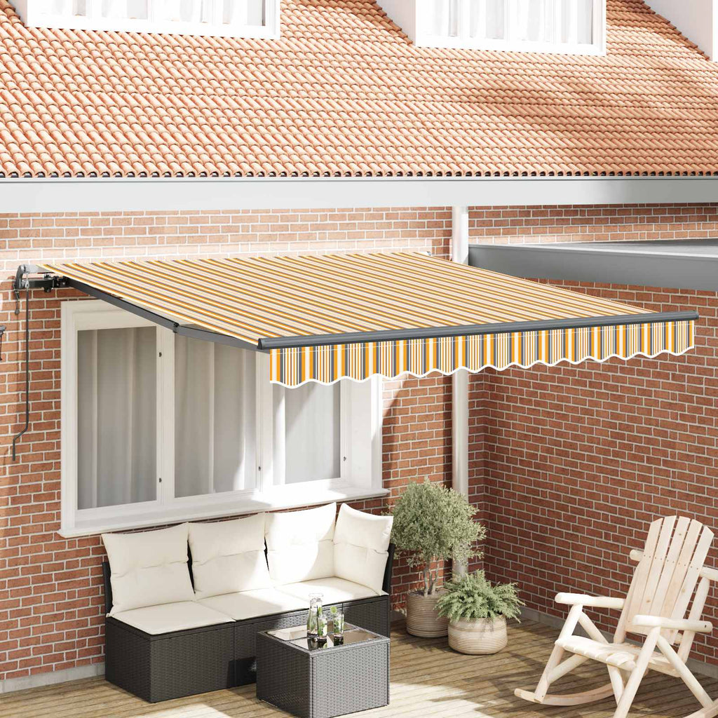 Ausziehbare Markise Mehrfarbig 350 x 250 cm Stoff und Aluminium