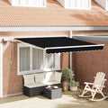 Ausziehbare Markise Schwarz 350 x 250 cm Stoff und Aluminium