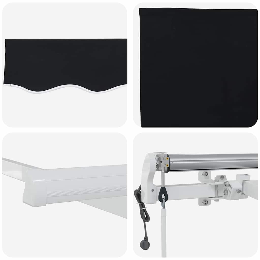 Ausziehbare Markise Schwarz 350 x 250 cm Stoff und Aluminium