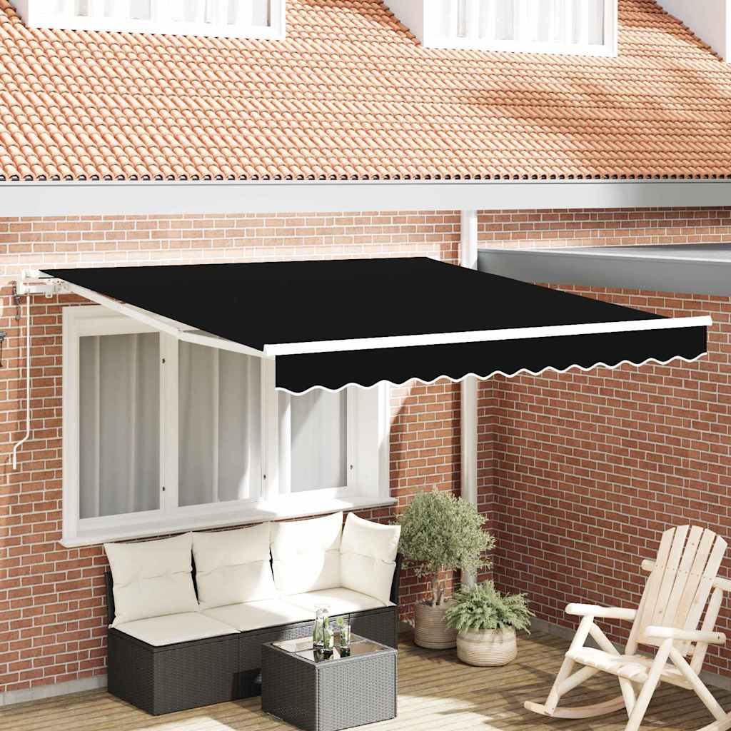 Ausziehbare Markise Schwarz 350 x 250 cm Stoff und Aluminium