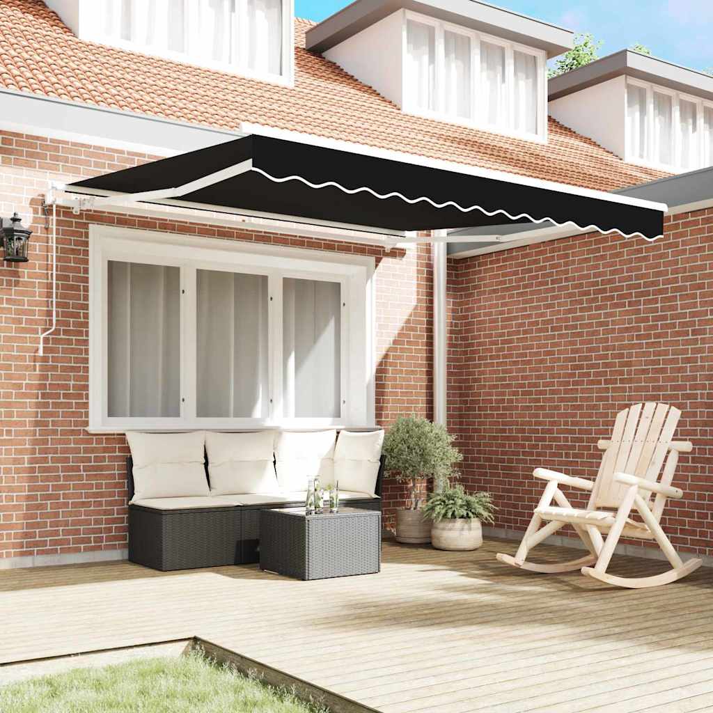 Ausziehbare Markise Schwarz 350 x 250 cm Stoff und Aluminium