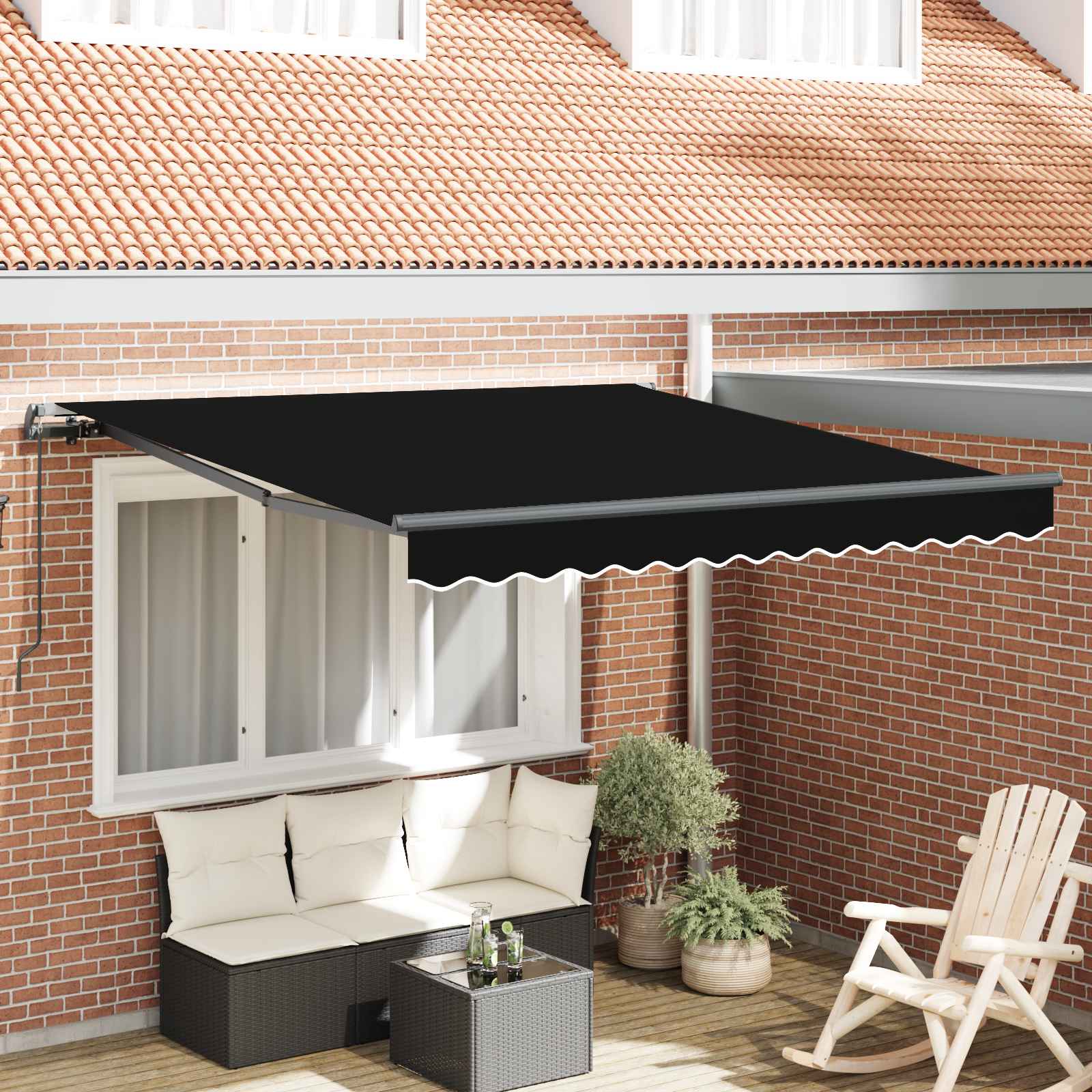 Ausziehbare Markise Schwarz 350 x 250 cm