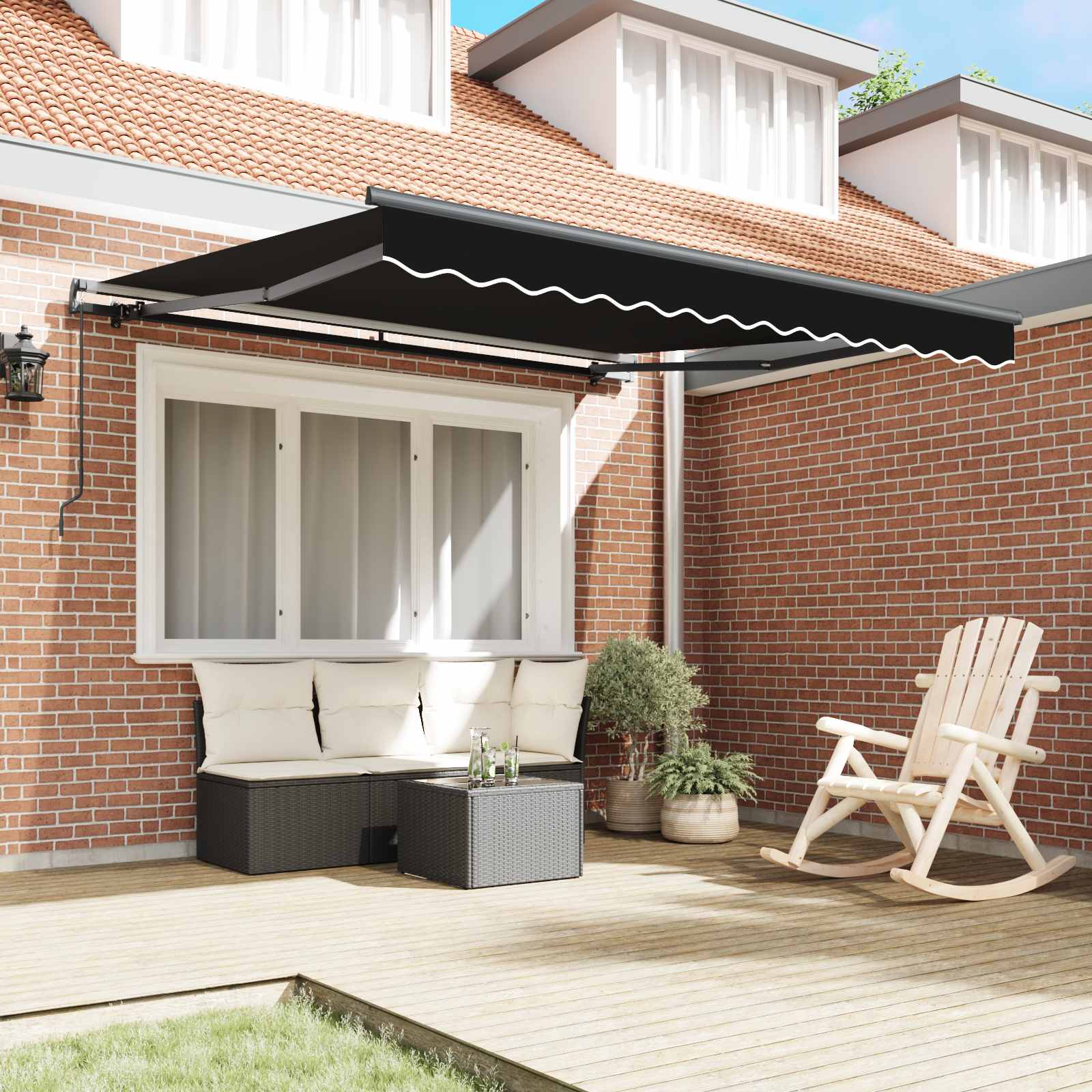 Ausziehbare Markise Schwarz 350 x 250 cm