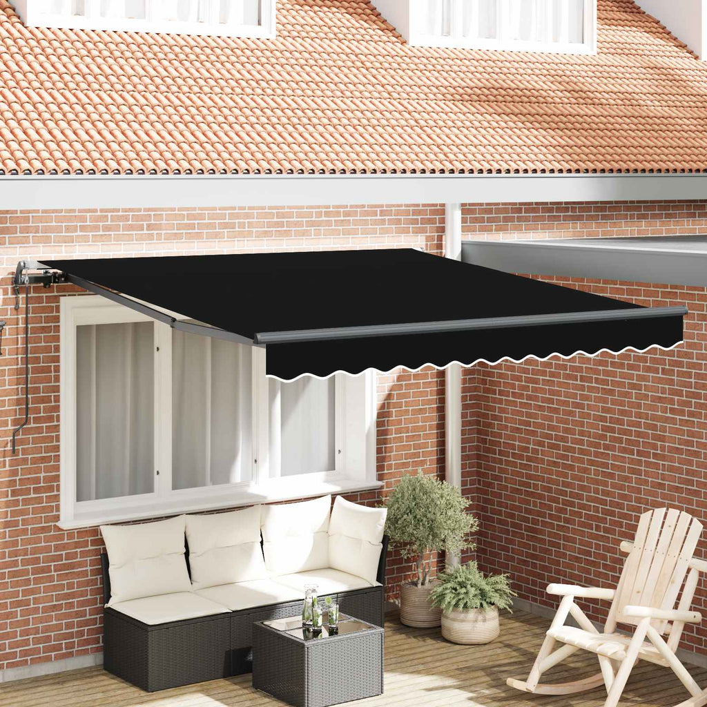 Ausziehbare Markise Schwarz 350 x 250 cm Stoff und Aluminium
