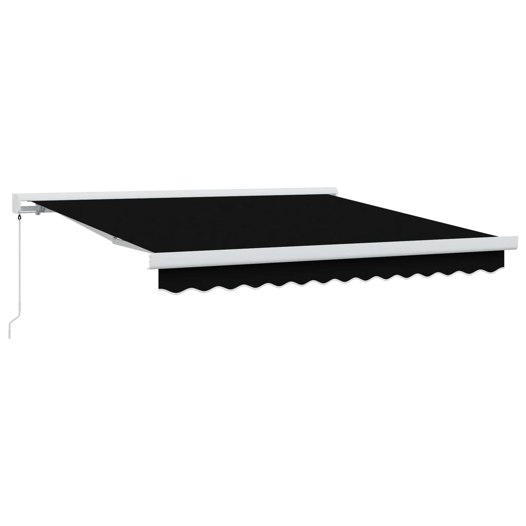 Ausziehbare Markise Schwarz 350 x 250 cm Leinen und Aluminium