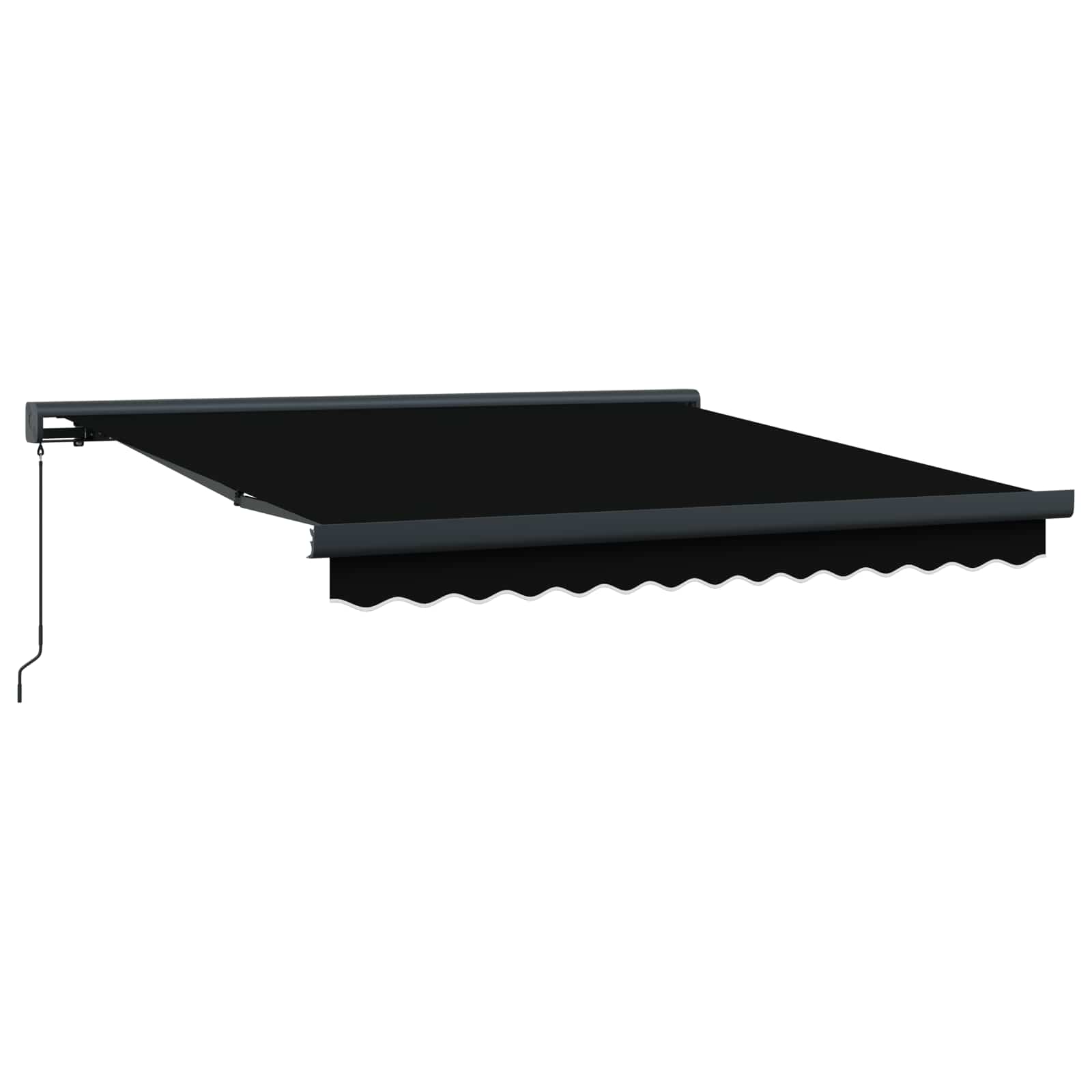 Ausziehbare Markise Schwarz 350 x 250 cm Leinen und Aluminium