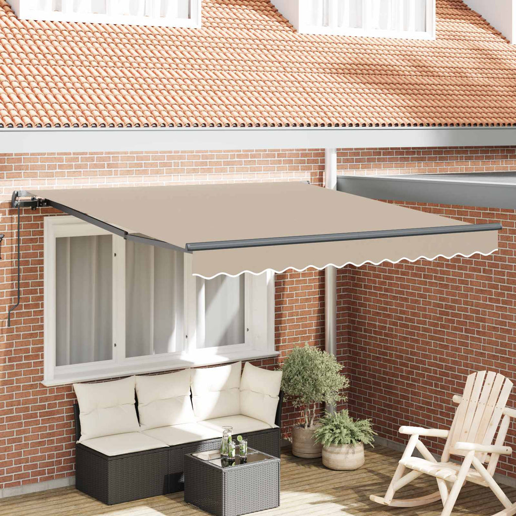 Ausziehbare Markise Beige 350 x 250 cm Polyester und Aluminium