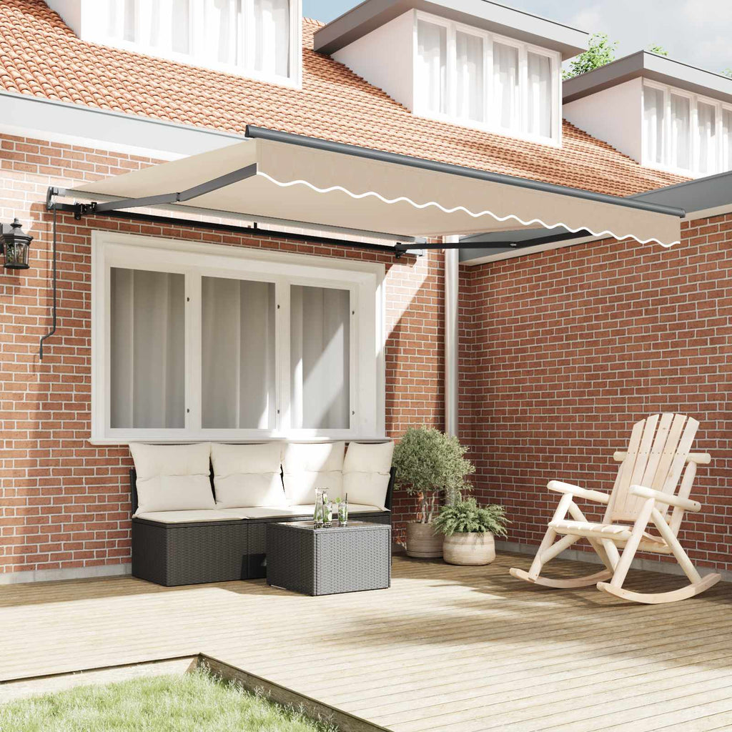 Ausziehbare Markise Beige 350 x 250 cm Polyester und Aluminium