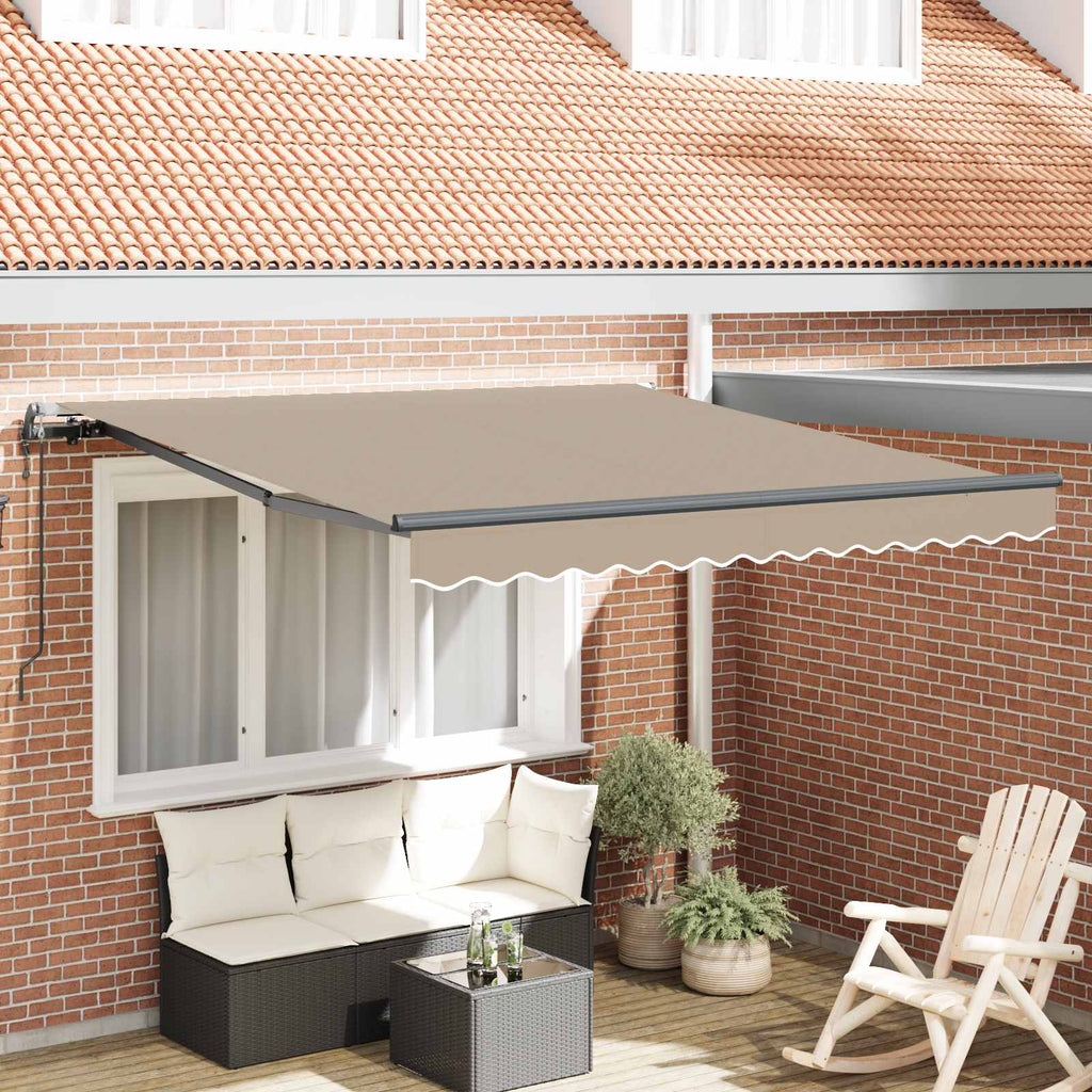 Ausziehbare Markise Beige 350 x 250 cm Stoff und Aluminium