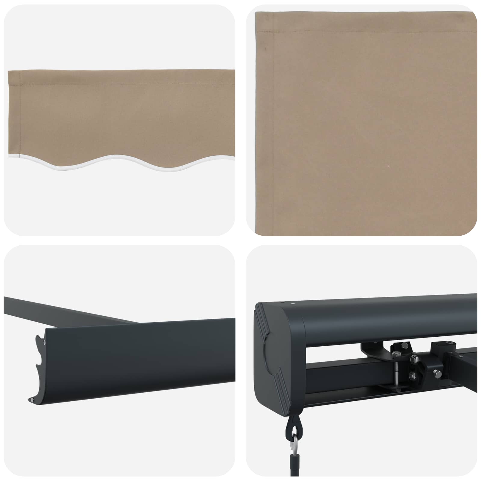 Ausziehbare Markise Beige 350 x 250 cm Leinen und Aluminium
