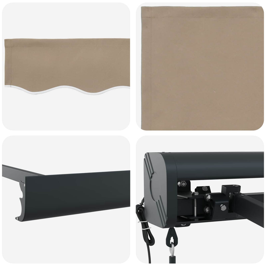Ausziehbare Markise Beige 350 x 250 cm Stoff und Metall
