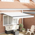 Ausziehbare Markise Weiß 350 x 250 cm Stoff und Aluminium