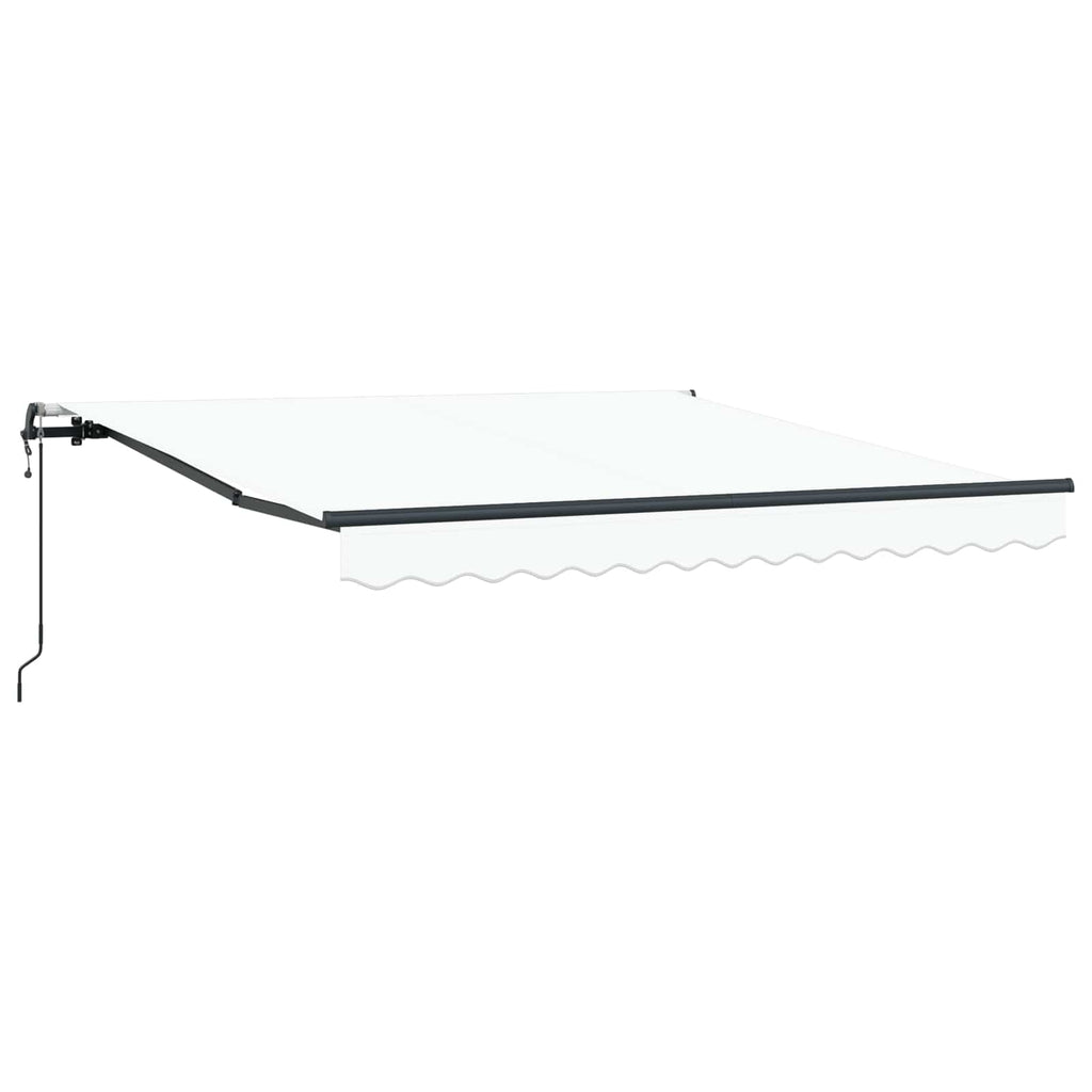 Ausziehbare Markise Weiß 350 x 250 cm Stoff und Aluminium