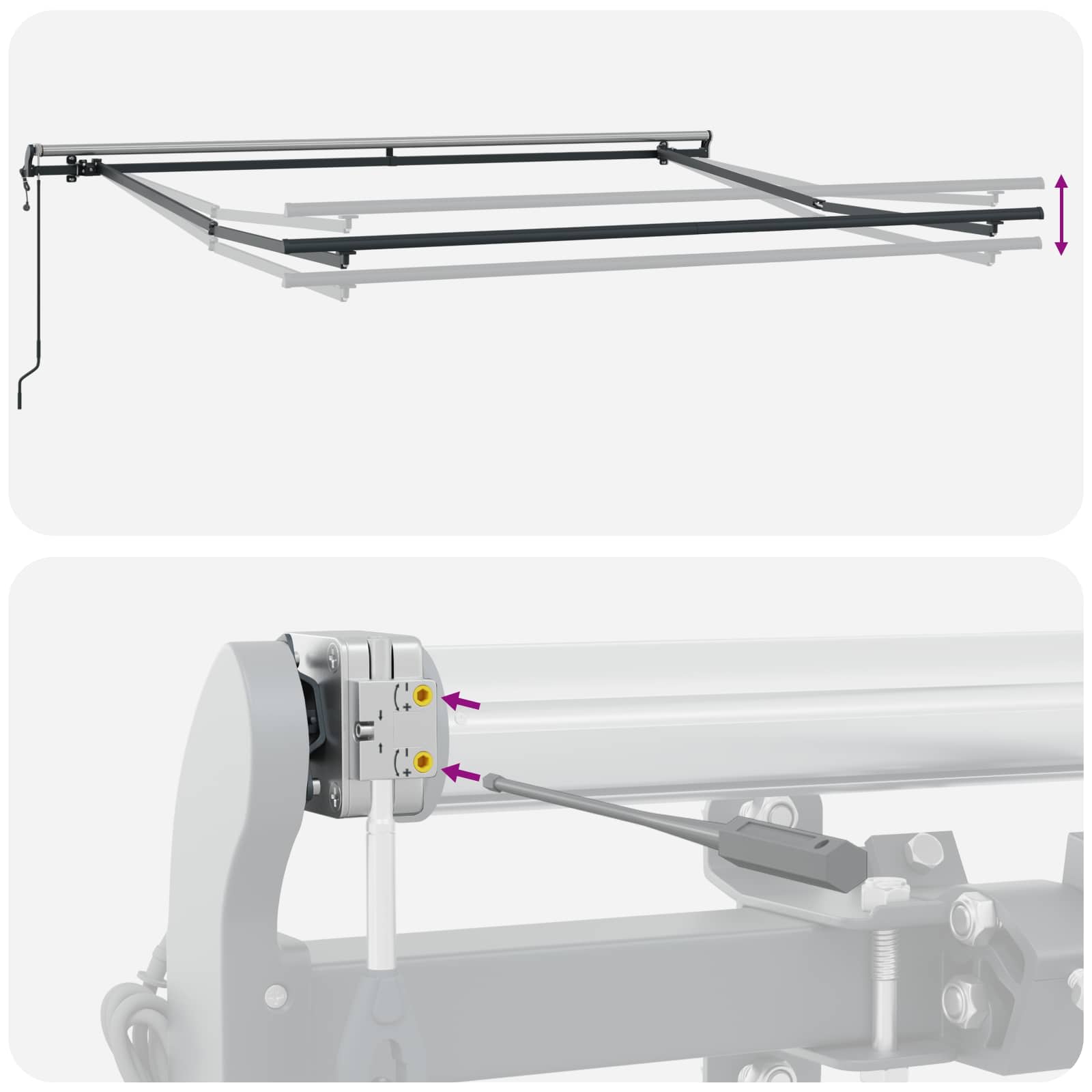 Ausziehbare Markise Weiß 350 x 250 cm Stoff und Aluminium