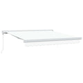 Ausziehbare Markise Weiß 350 x 250 cm Leinen und Aluminium