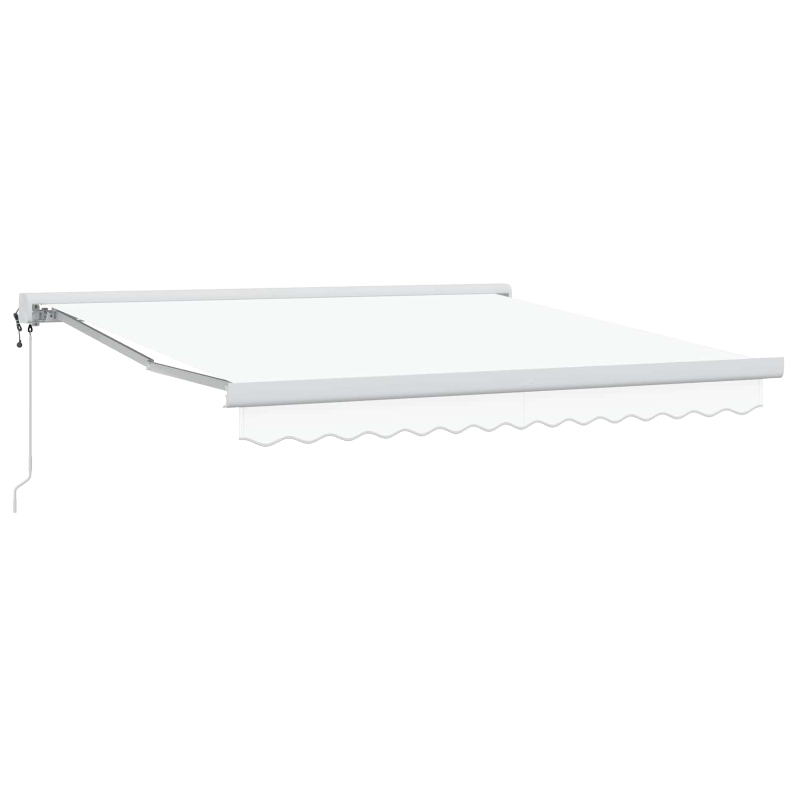 Ausziehbare Markise Weiß 350 x 250 x 165 cm Stoff und Metall