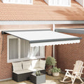Ausziehbare Markise Weiß 350 x 250 cm Leinen und Aluminium