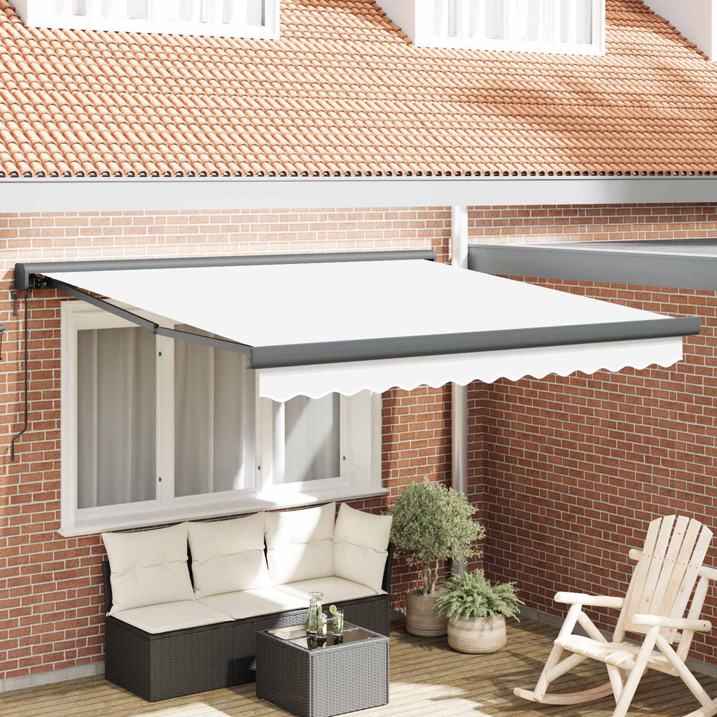 Ausziehbare Markise Weiß 350 x 250 x 165 cm Stoff und Metall