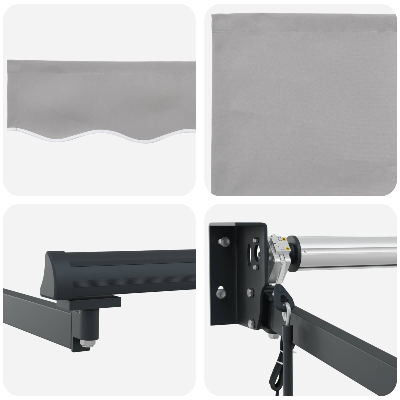 Markise Hellgrau 350 x 250 cm Polyester und Metall