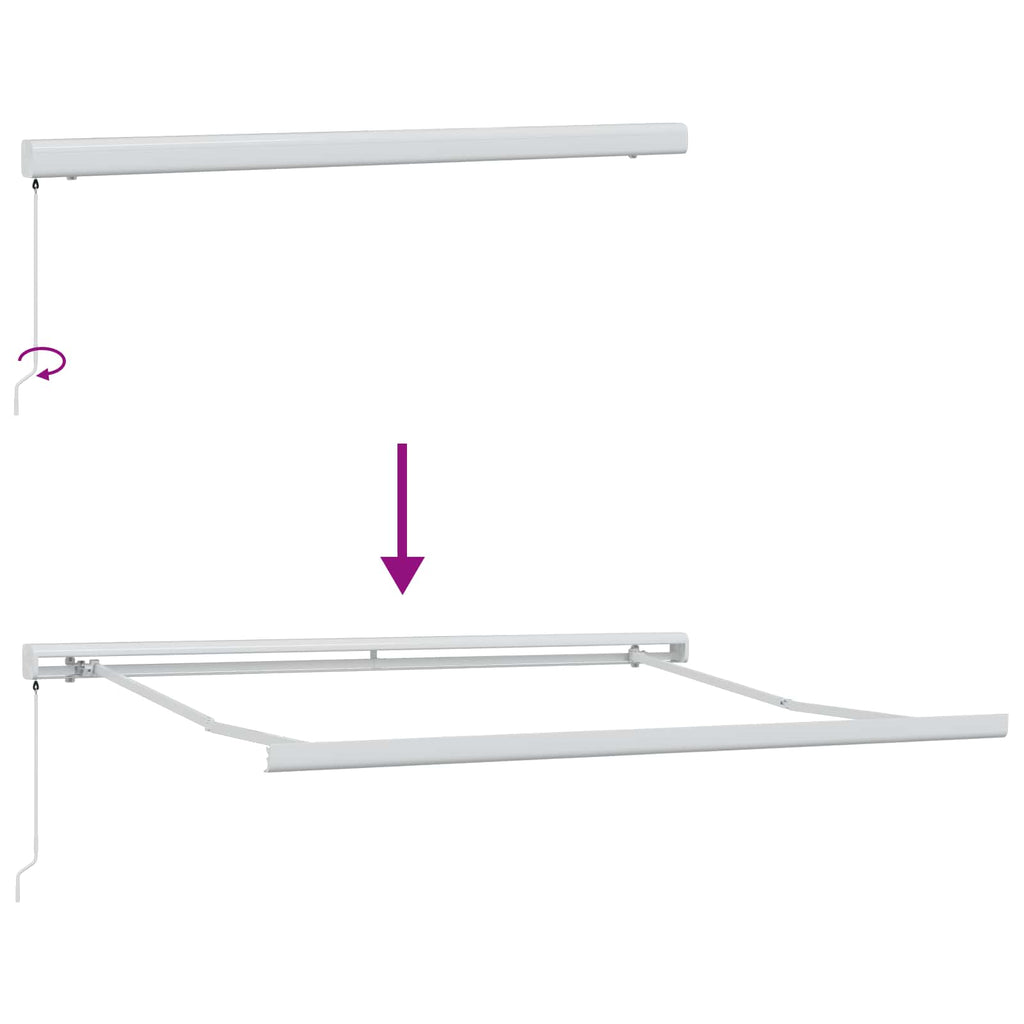 Ausziehbare Markise Hellgrau 350 x 250 cm Leinen und Aluminium