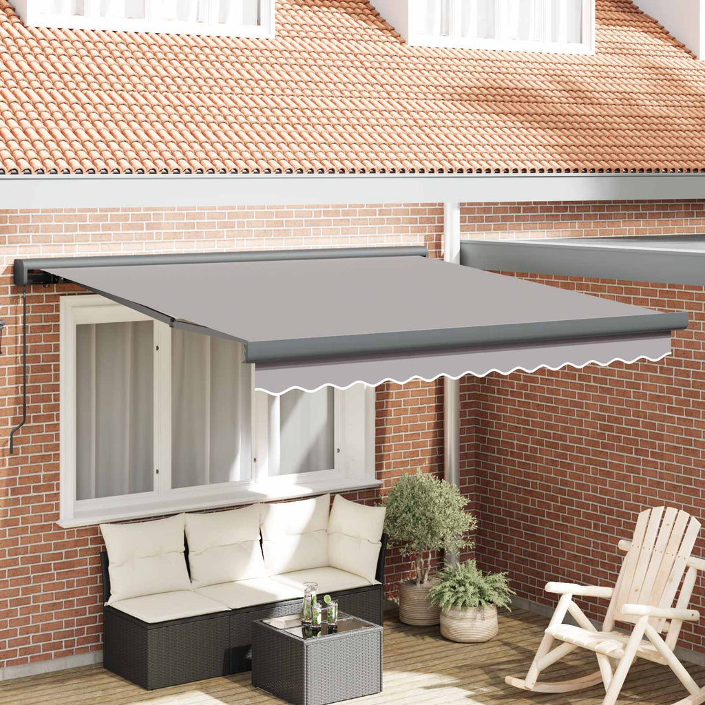 Ausziehbare Markise Hellgrau 350 x 250 cm Leinen und Aluminium