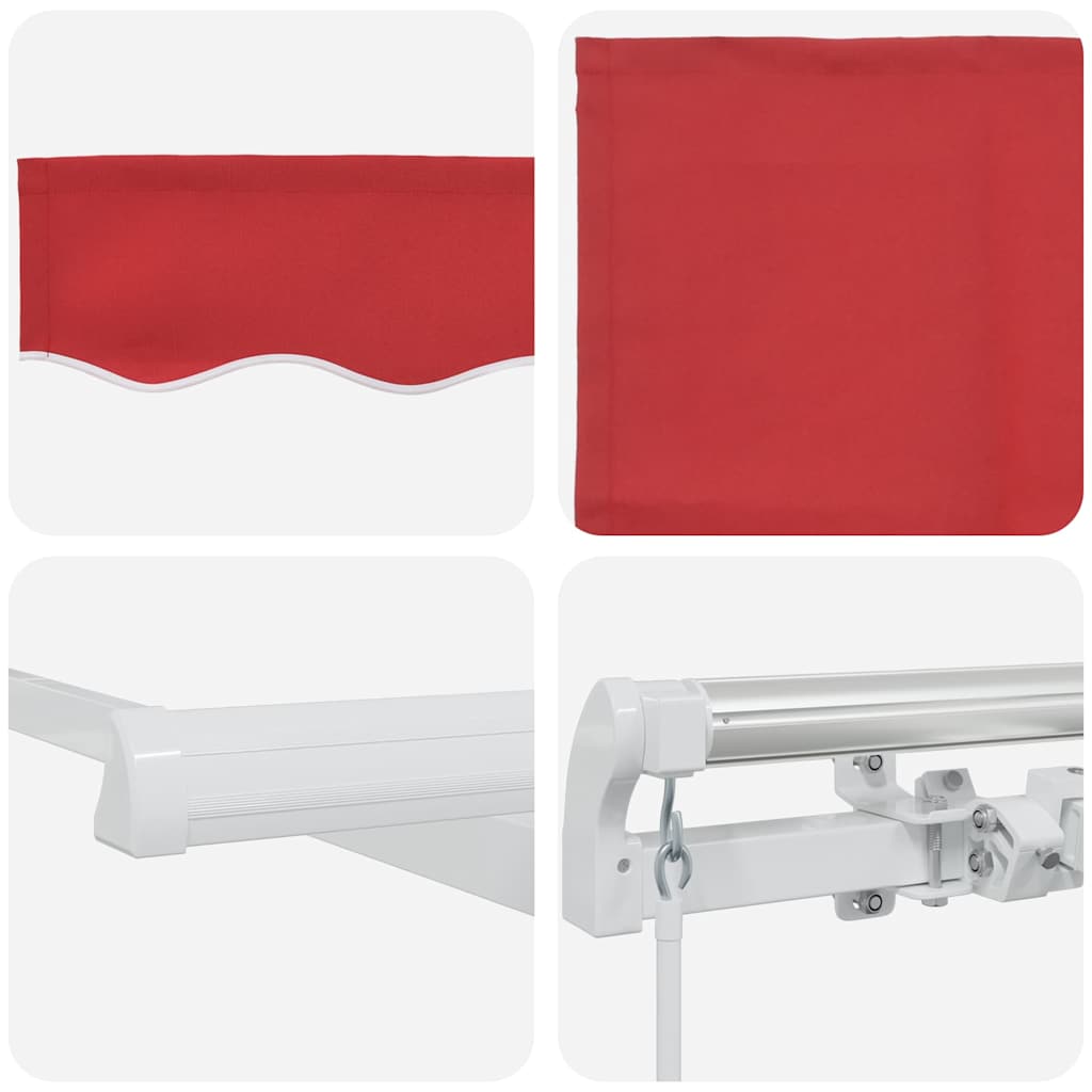 Ausziehbare Markise Rot 350 x 250 cm Polyester und Aluminium