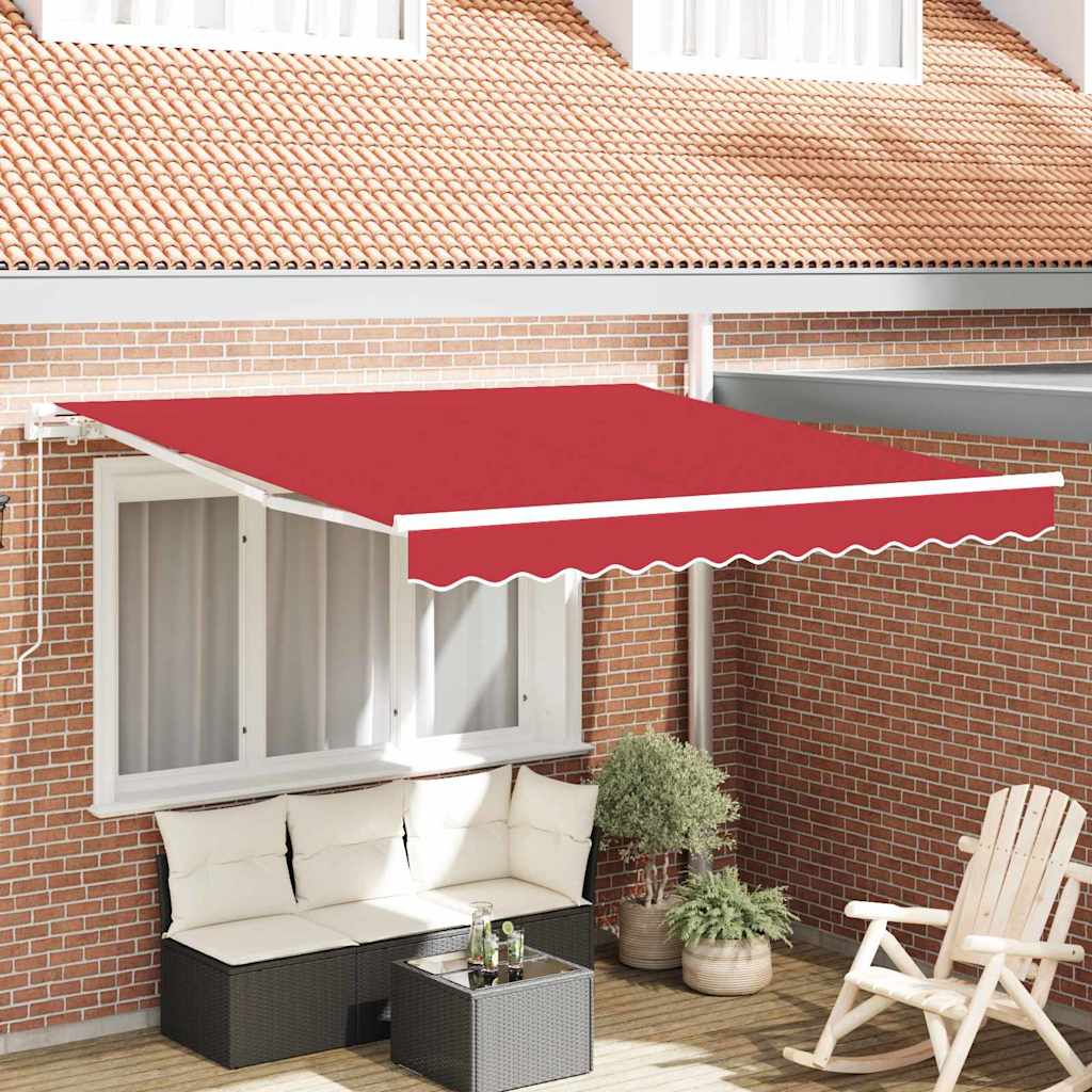 Ausziehbare Markise Rot 350 x 250 cm Polyester und Aluminium