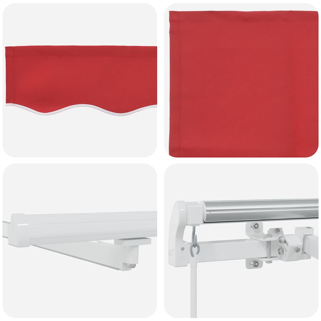 Ausziehbare Markise Rot 350 x 250 cm Stoff und Aluminium
