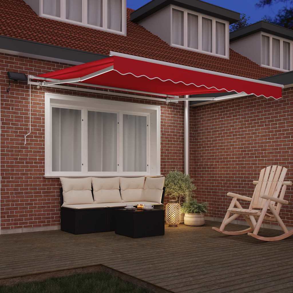 Ausziehbare Markise Rot 350 x 250 cm Stoff und Aluminium