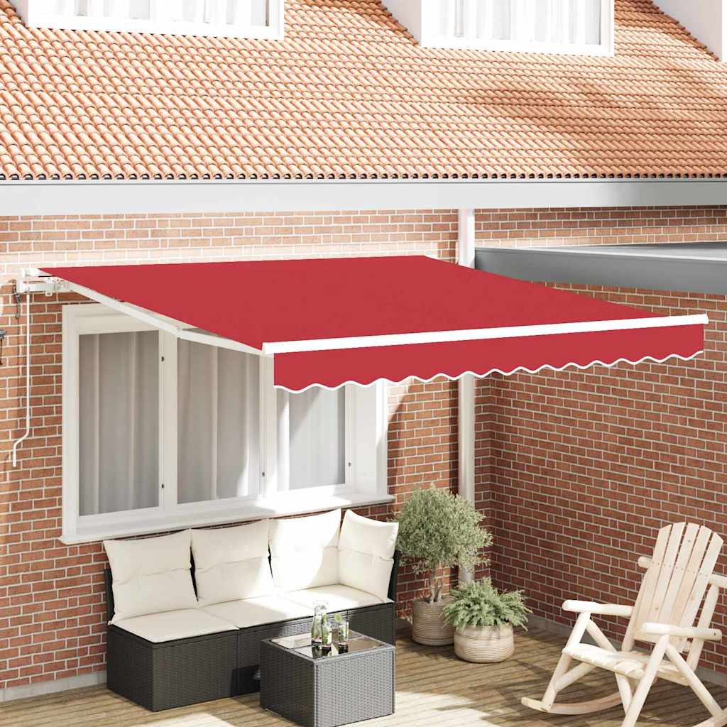 Ausziehbare Markise Rot 350 x 250 cm Stoff und Aluminium