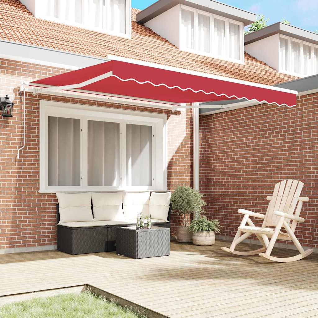 Ausziehbare Markise Rot 350 x 250 cm Stoff und Aluminium