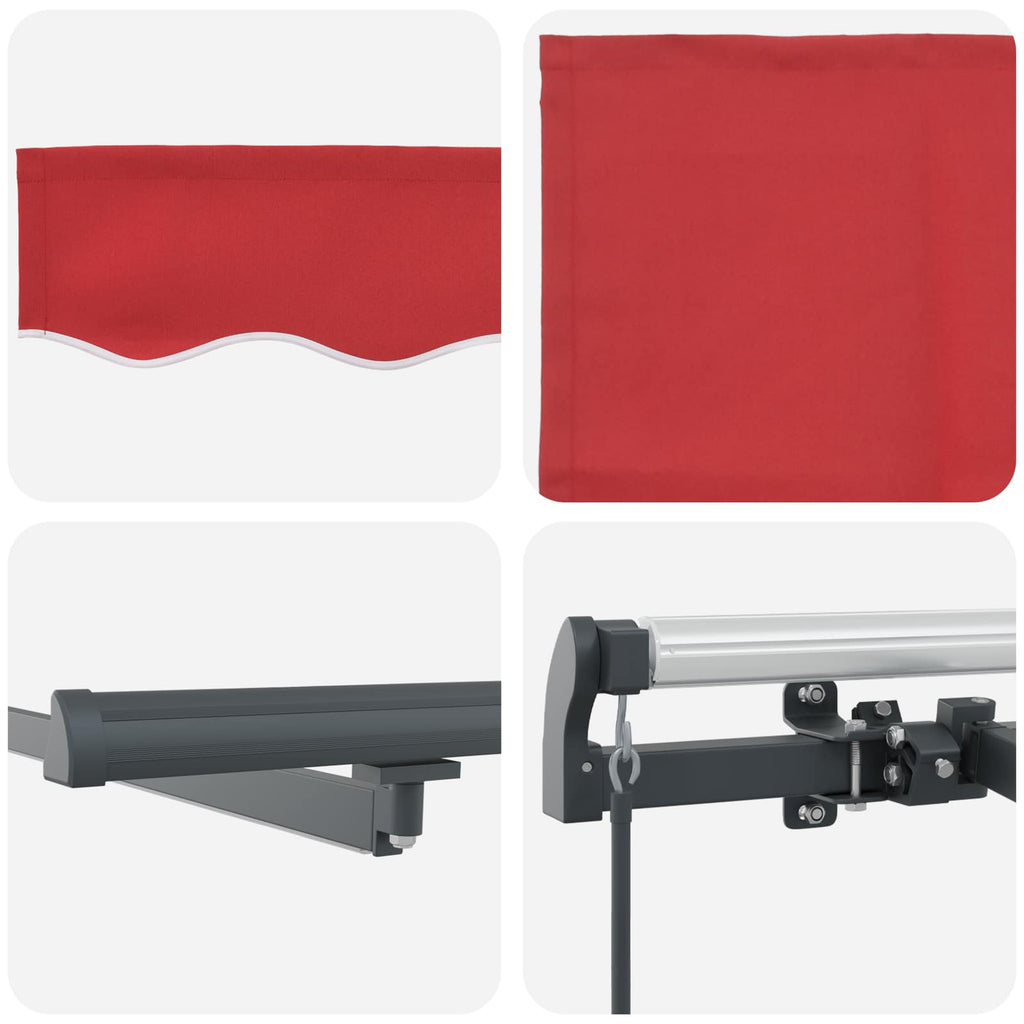 Ausziehbare Markise Rot 350 x 250 cm Stoff und Aluminium