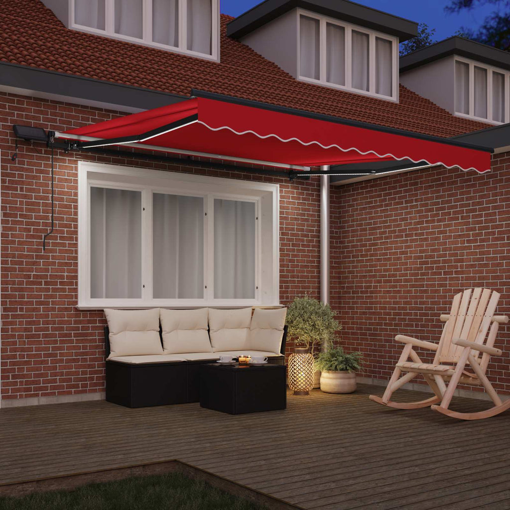 Ausziehbare Markise Rot 350 x 250 cm Stoff und Aluminium