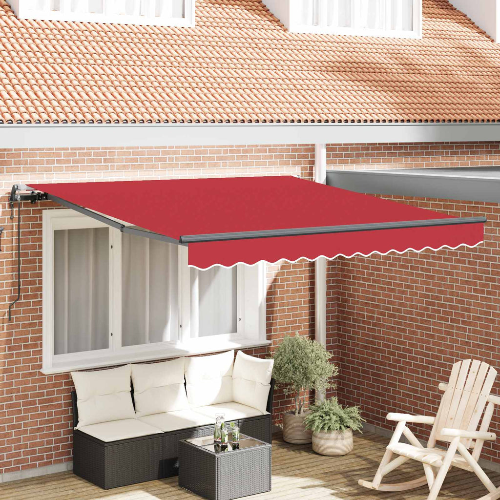 Ausziehbare Markise Rot 350 x 250 cm Stoff und Aluminium