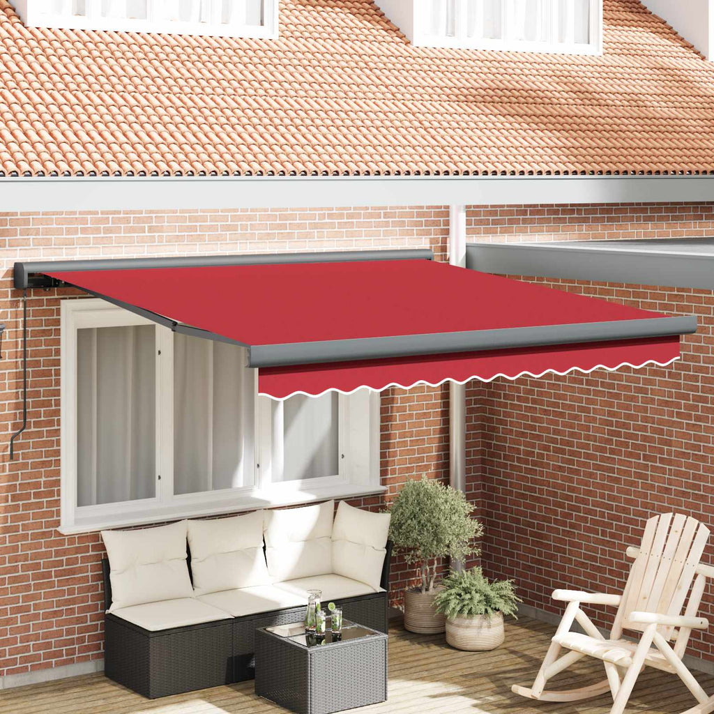 Ausziehbare Markise Rot 350 x 250 cm Leinen und Aluminium