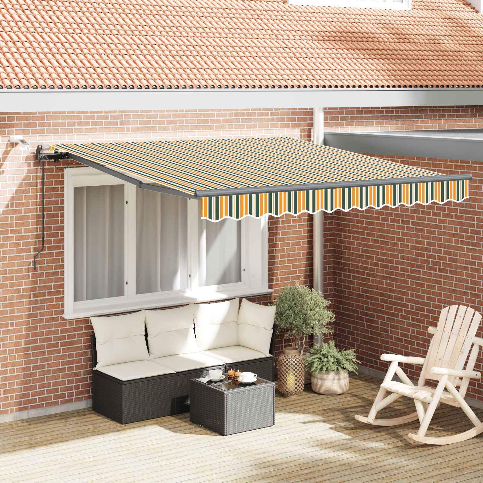 Markisenstoff Grün und Gelb 350 x 250 cm Polyester