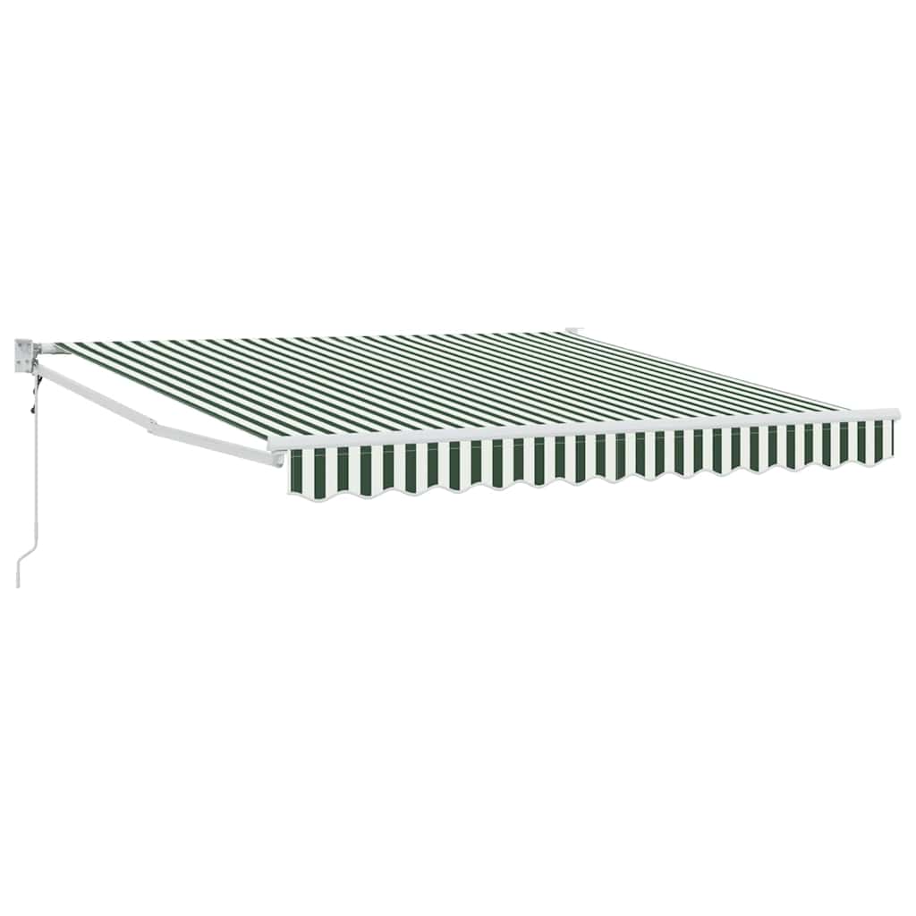 Markise Grün und Weiß 350 x 250 cm Polyester und Metall
