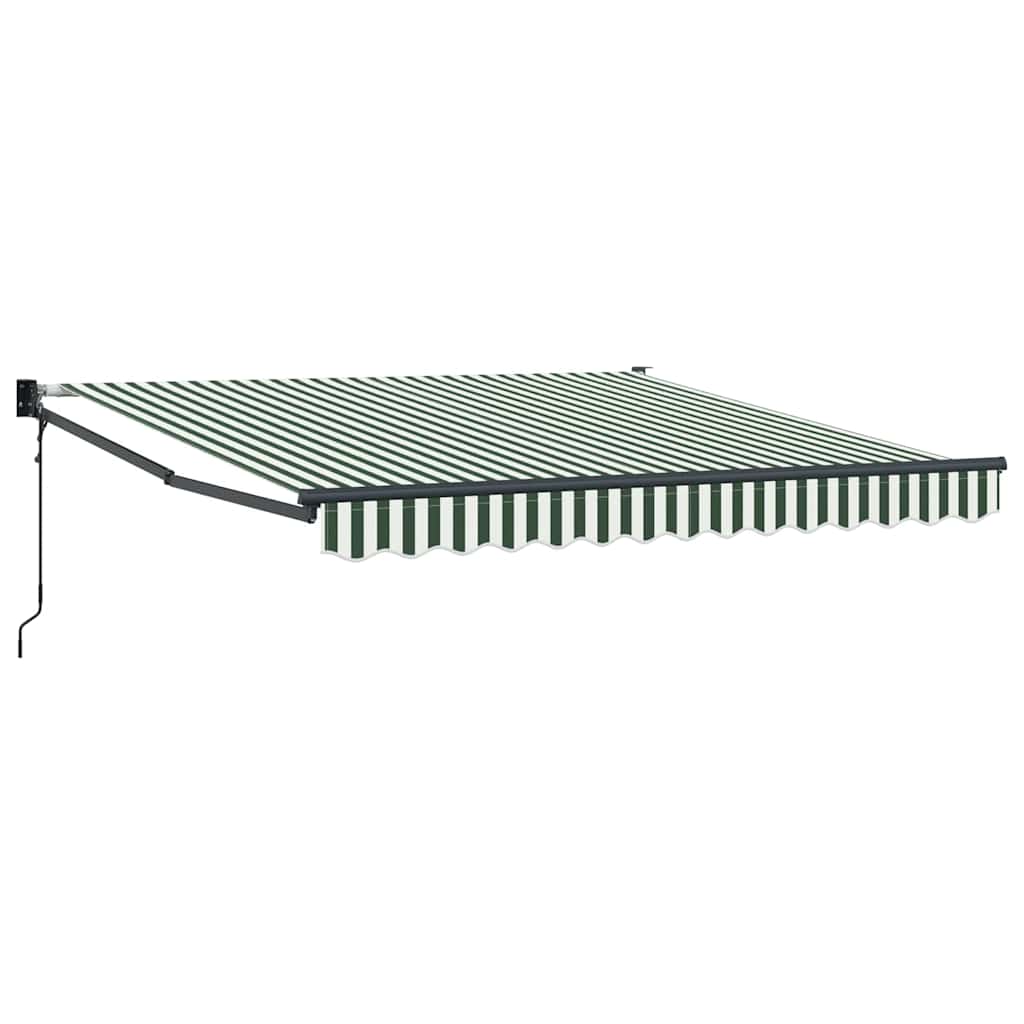 Markise Grün und Weiß 350 x 250 cm Polyester und Metall