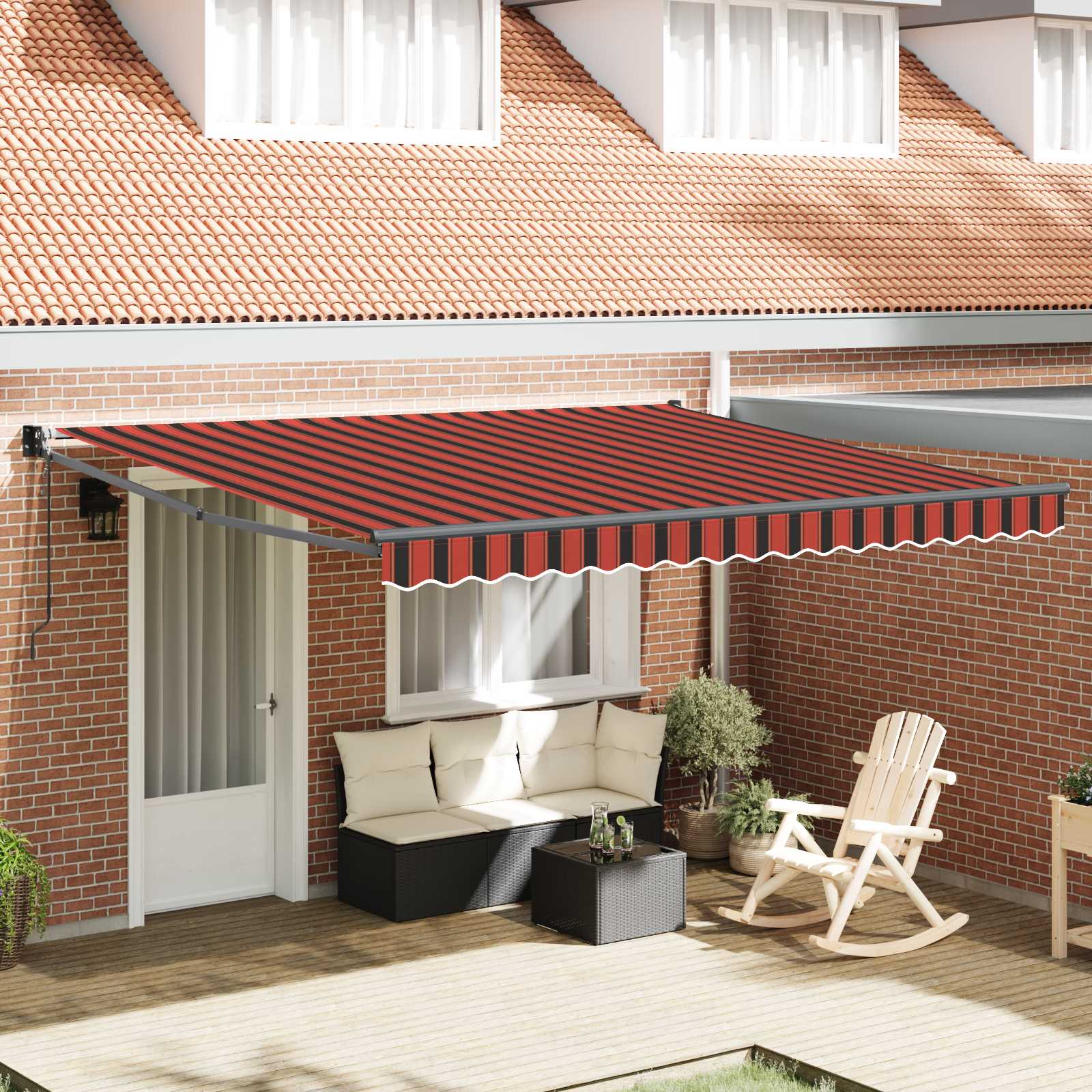 Markise Orange und Braun 400 x 300 cm Polyester und Metall