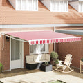 Markise Rot und Weiß 400 x 300 cm Polyester und Metall